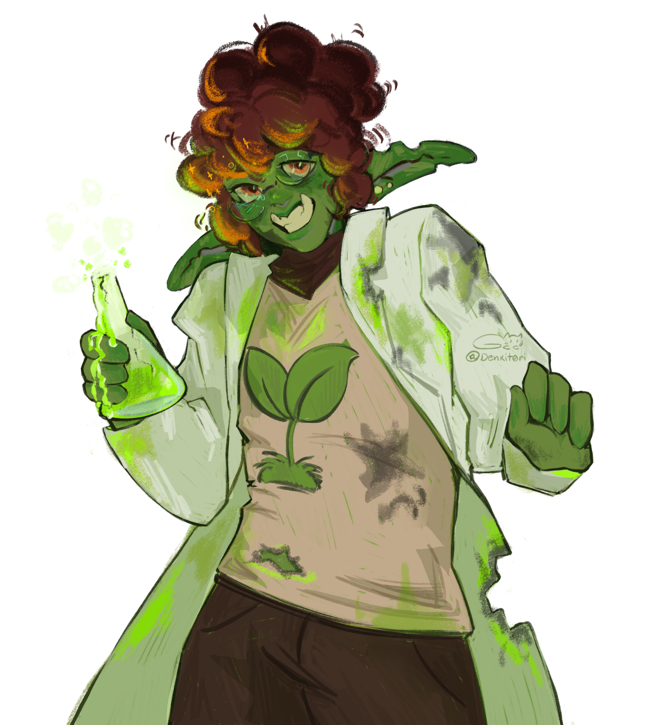 digital illustration of Broto as a mad cientist