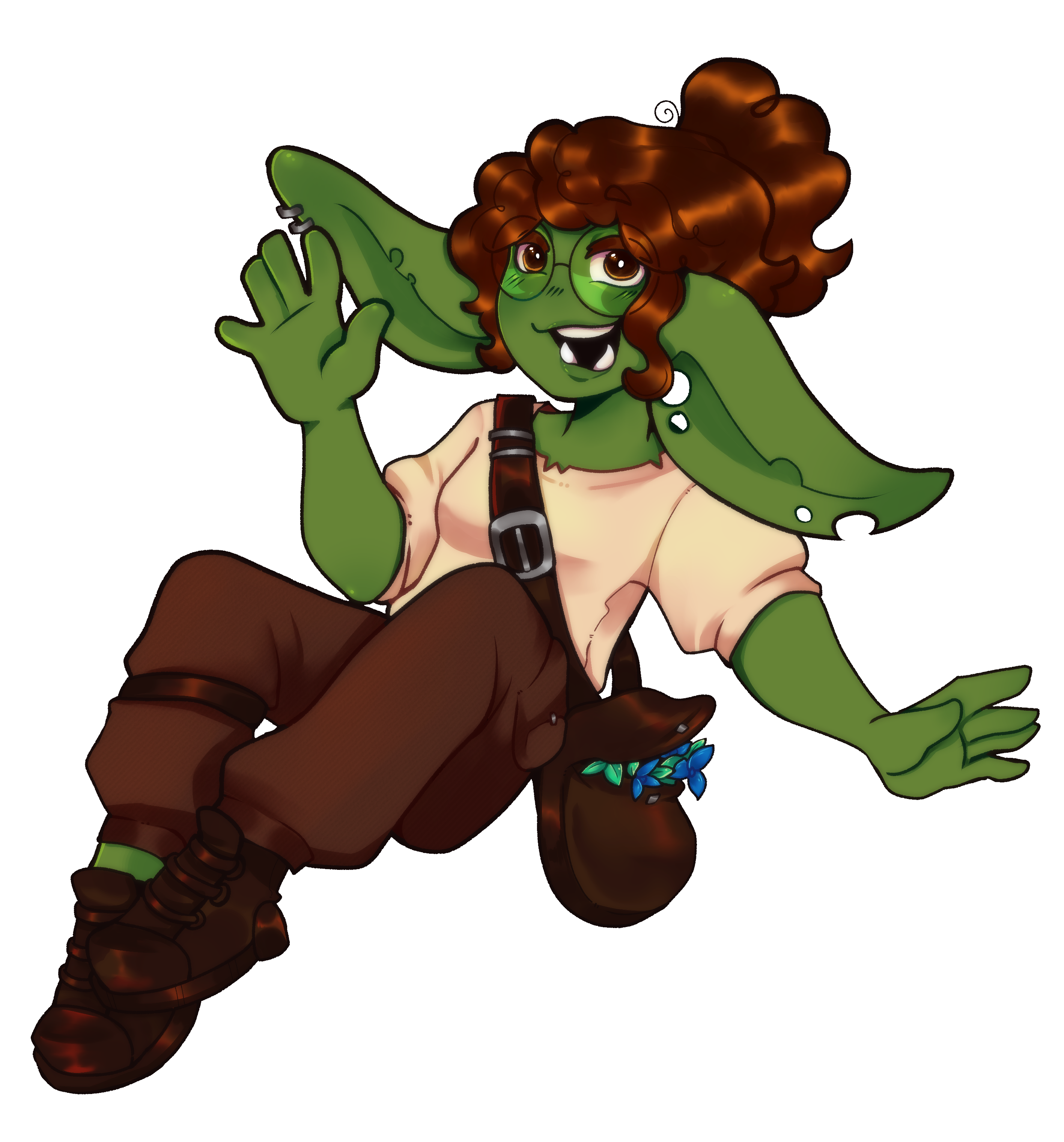 fullbody illustration of the goblin floating