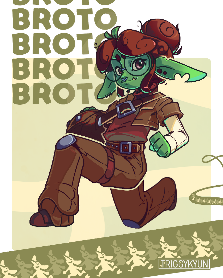 digital illustration of Broto in a running action portuguese